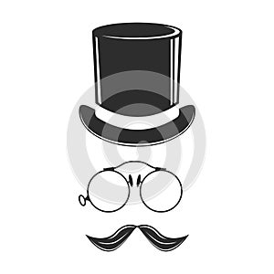 Gentleman fashion hat modern elegance black cap element top classic clothes vector illustration.