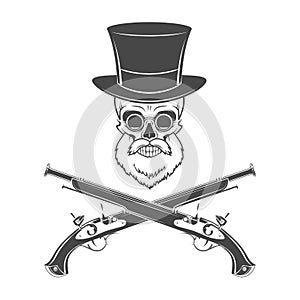 Gentleman of fortune skeleton with beard, glasses