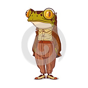 A gentleman frog, vector illustration. Stylish humanized frog