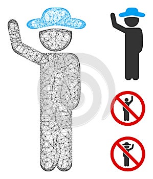 Gentleman Hitchhike Polygonal Web Vector Mesh Illustration