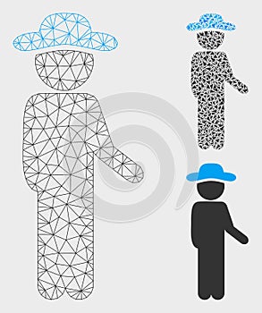 Gentleman Idler Vector Mesh Wire Frame Model and Triangle Mosaic Icon