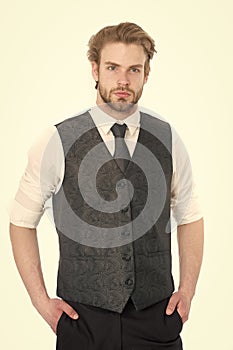 Gentleman or man or serious gentleman in waistcoat and tie