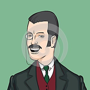 Gentleman with moustaches and monocle