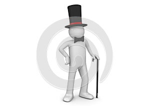 Gentleman / nobleman in top hat with walking stick