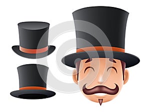 Gentleman Victorian Business Cartoon Bowler Hat Icon English 3d Isolated Background Retro Vintage Great Britain Design