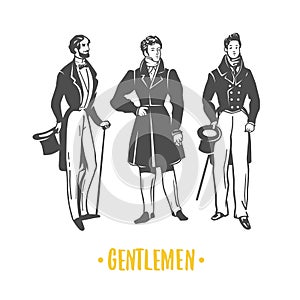 Gentlemans. Black and white vector objects.