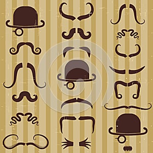 Gentlement with mustache and hat on vintage