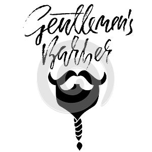 Gentlmen barber shop hand written lettering. Typography poster. Calligraphy banner. Vector illustration.