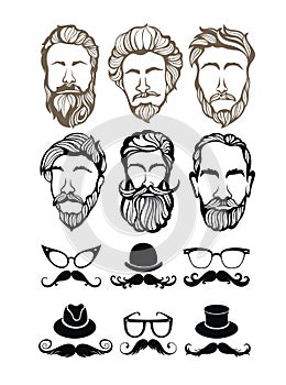 Gentlmen haircuts and shaves on white background
