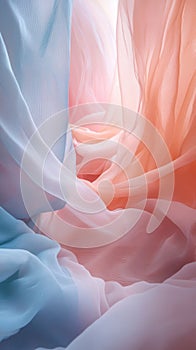 Gently flowing pastel fabrics in soft light