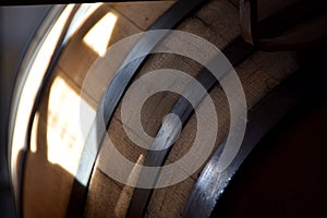 Gently Lit Wine Barrel