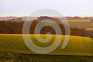 Gently rolling hills farmland of Germany Europe