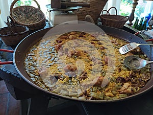 Genuine Paella from Valencia, international famous Spanish gastronomy photo