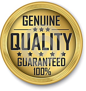 Genuine quality guaranteed 100% gold label, vector illustration