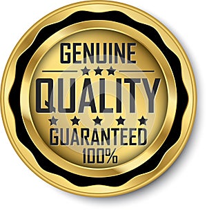 Genuine quality guaranteed 100% gold label, vector illustration photo