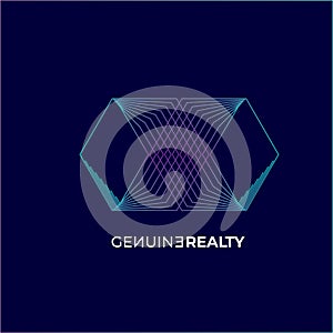 Genuine realty vector logo. Real estates logo. Vector. Unique properties emblem