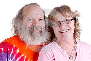 Genuinly Happy Baby Boomer Couple Looking at you Smiling photo