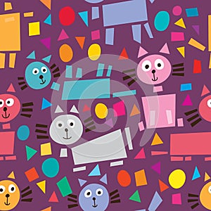 Geo cat style play geo seamless pattern