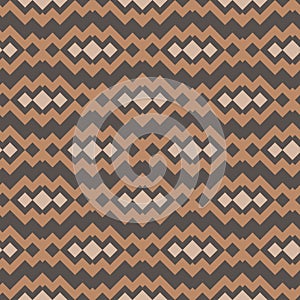 Geo ethnic vector pattern. Seamless illustration with brown and beige zigzag