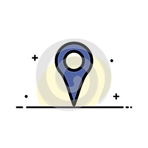 Geo location, Location, Map, Pin  Business Flat Line Filled Icon Vector Banner Template
