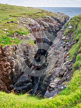 Geo near Southpunds in Mainland, Shetland, Scotland