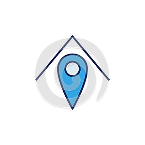 Geo Pin with House Roof vector Real Estate colored icon