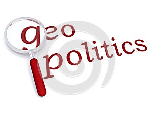 Geo politics with magnifiying glass