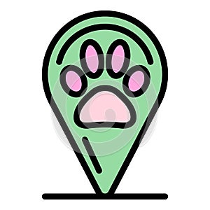 Geo tag cat foot icon color outline vector