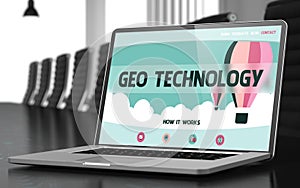 Geo Technology - on Laptop Screen. Closeup. 3D.