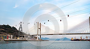 Geobukseon Bridge and Yeosu Maritime Cable Car in Yeosu, South Korea