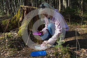 Geocaching in the forest