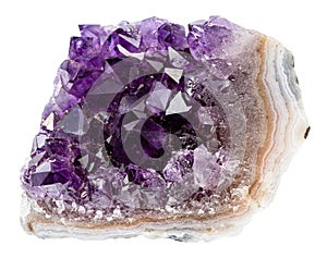 geode of amethyst mineral crystals isolated