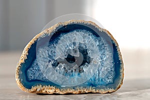 Geode with crystals of light-blue color.