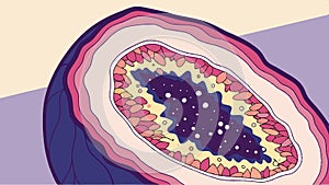 Geode slice, natural gemstone texture and mineralogy vector design Generative AI photo