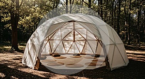 Geodesic Dome in Forest Clearing