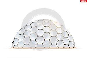 Geodesic dome of hexagon honeycombs form