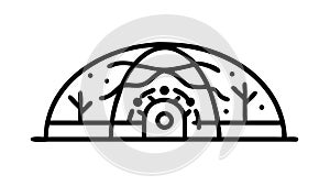 Geodesic dome outline vector, futuristic architectural structure design. vector design Generative AI