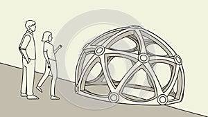Geodesic dome structure and architectural design, vector design Generative AI