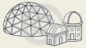 Geodesic dome structure, modern architectural vector graphic, vector design Generative AI