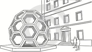Geodesic Dome Structure Vector Illustration, vector design Generative AI