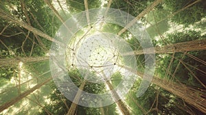 Geodesic structure in a forest canopy view