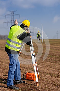 Geodesist measure land speak transmitter