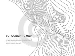 Geodesy contouring land. Topographical line map. Geographic mountain contours vector background