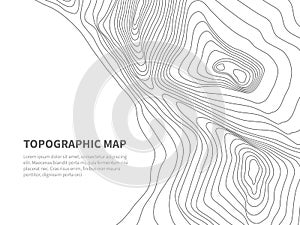 Geodesy contouring land. Topographical line map. Geographic mountain contours vector background photo