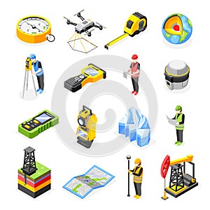 Geodesy Isometric Icons Collection