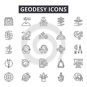 Geodesy line icons, signs, vector set, outline illustration concept