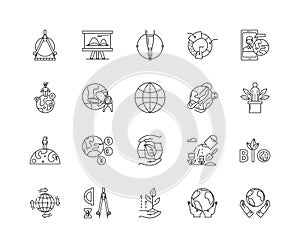 Geodesy line icons, signs, vector set, outline illustration concept