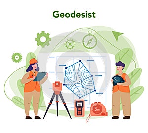 Geodesy science concept. Land surveying technology. Engineering