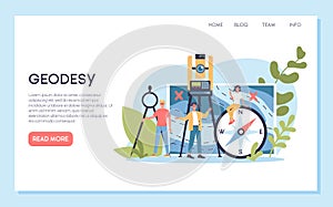 Geodesy science concept. Land surveying technology. Engineering