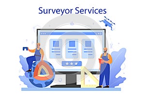 Geodesy science online service or platform. Land surveying